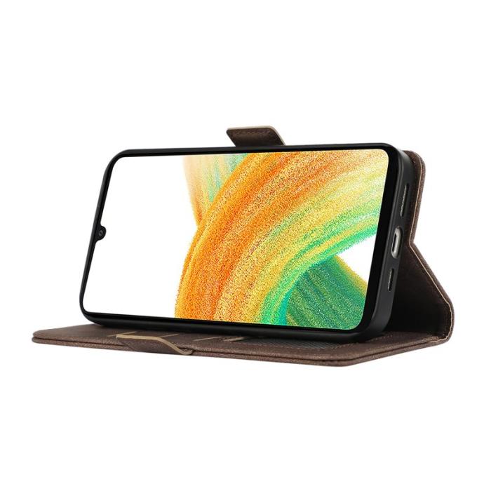 ABEEL - ABEEL Samsung Galaxy A34 5G Plånboksfodral Konstläder RFID Blockering Brun