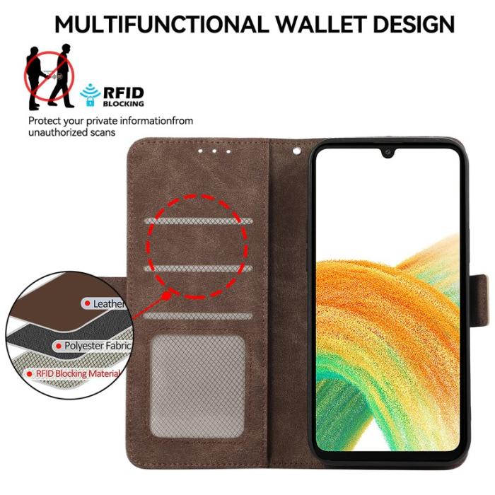 ABEEL - ABEEL Samsung Galaxy A34 5G Plånboksfodral Konstläder RFID Blockering Brun