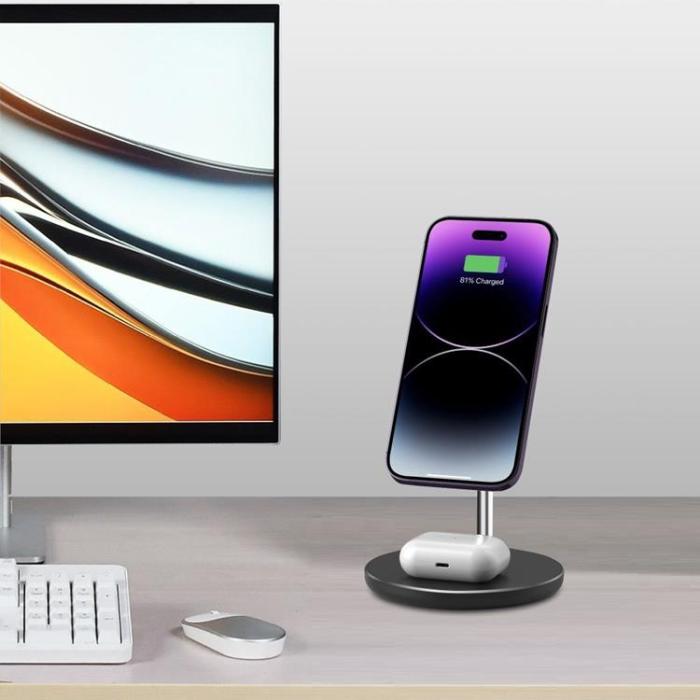 Tech-Protect - Tech-Protect 2-in-1 Trådlös Laddare Magsafe Magnetic QI 15W-A39 - Svart