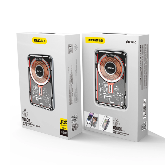 Dudao - Dudao Powerbank 10000mAh med Trådlös Laddare 20W - Svart