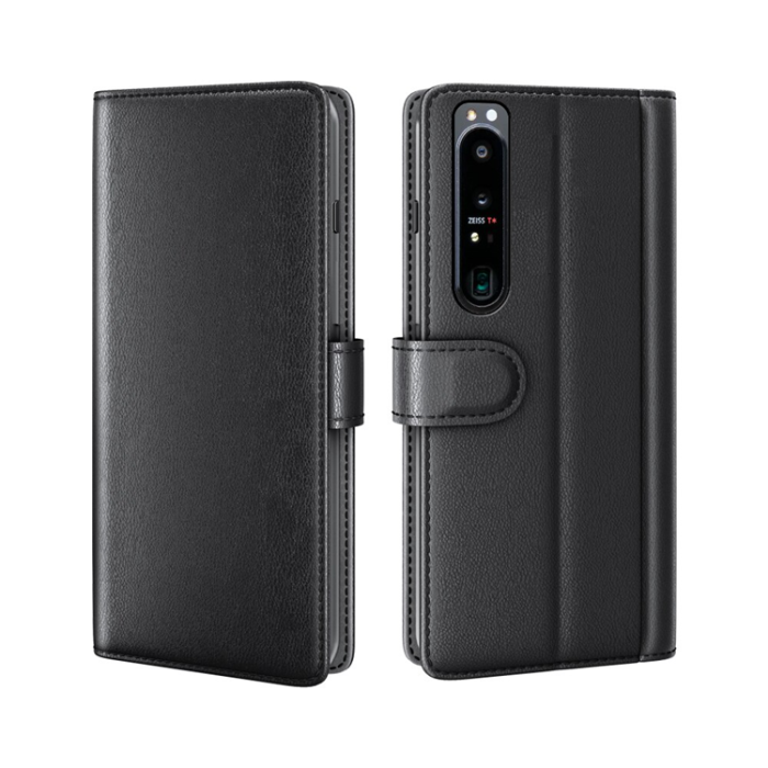 OEM - Sony Xperia 1 IV Plånboksfodral Äkta Läder - Svart