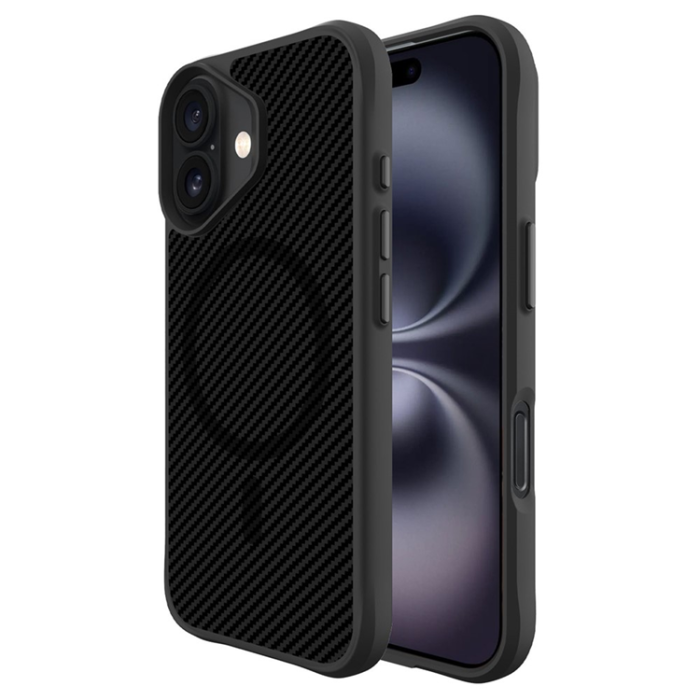 A-One Brand - iPhone 17 Mobilskal MagSafe Carbon Fiber Texture - Helsvart