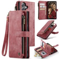 Caseme - CASEME Konstl&auml;der Pl&aring;nboksfodral f&ouml;r Samsung Galaxy S24 FE R&ouml;d med Rem