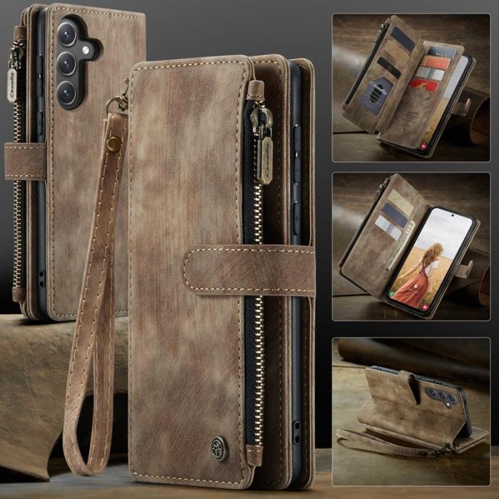 Caseme - CASEME Konstläder Plånboksfodral för Samsung Galaxy S24 FE - Brun