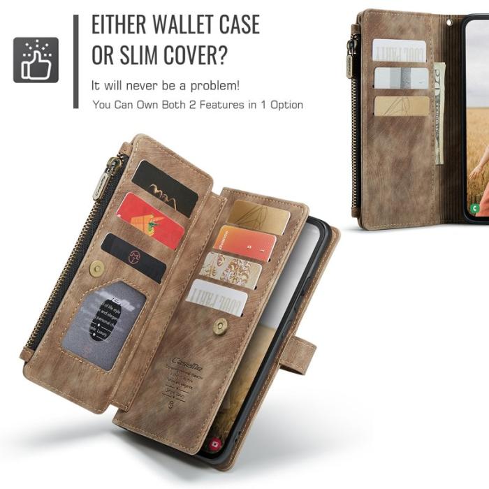Caseme - CASEME Konstläder Plånboksfodral för Samsung Galaxy S24 FE - Brun