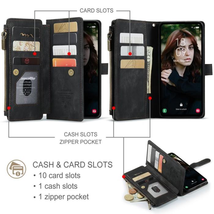 Caseme - CASEME Konstläder Plånboksfodral för Samsung Galaxy S24 FE - Svart