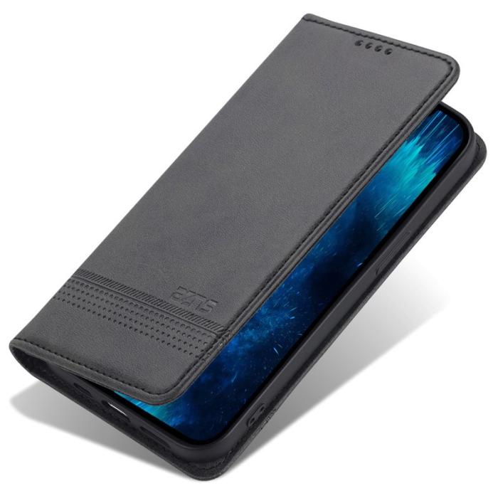 AZNS - AZNS iPhone 15 Plånboksfodral i Konstläder + TPU - Ställfunktion - Svart