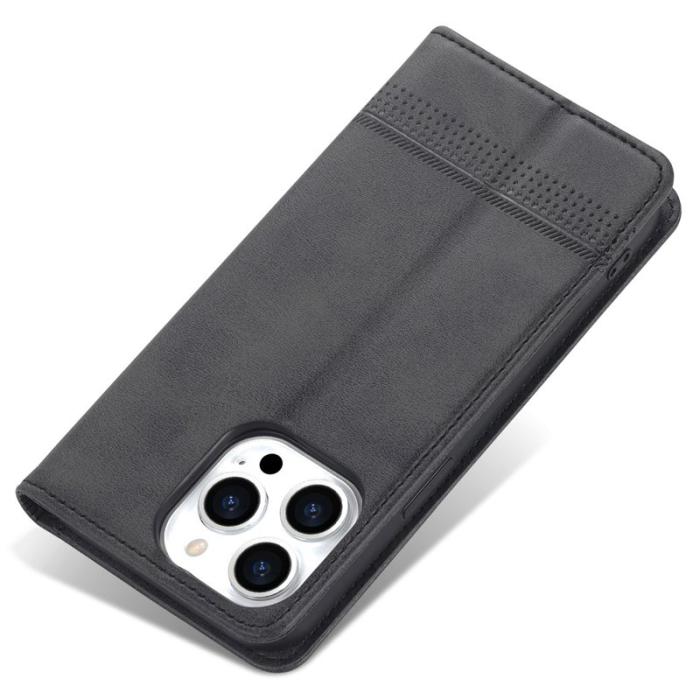 AZNS - AZNS iPhone 15 Plånboksfodral i Konstläder + TPU - Ställfunktion - Svart