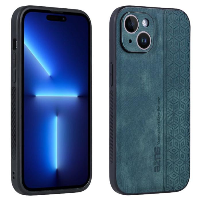AZNS - AZNS iPhone 15 Fodral Imprinted Mönster KonstLäder - Grön