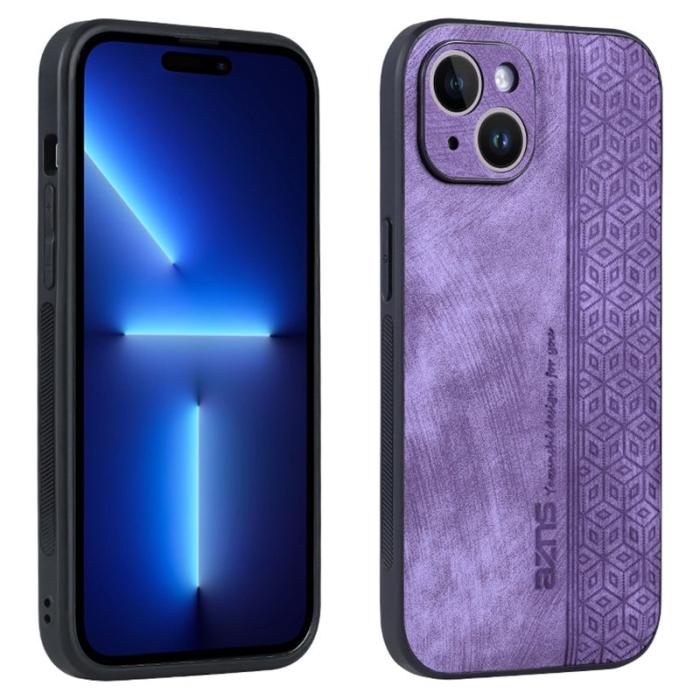AZNS - AZNS iPhone 15 Fodral Imprinted Mönster KonstLäder - Lila