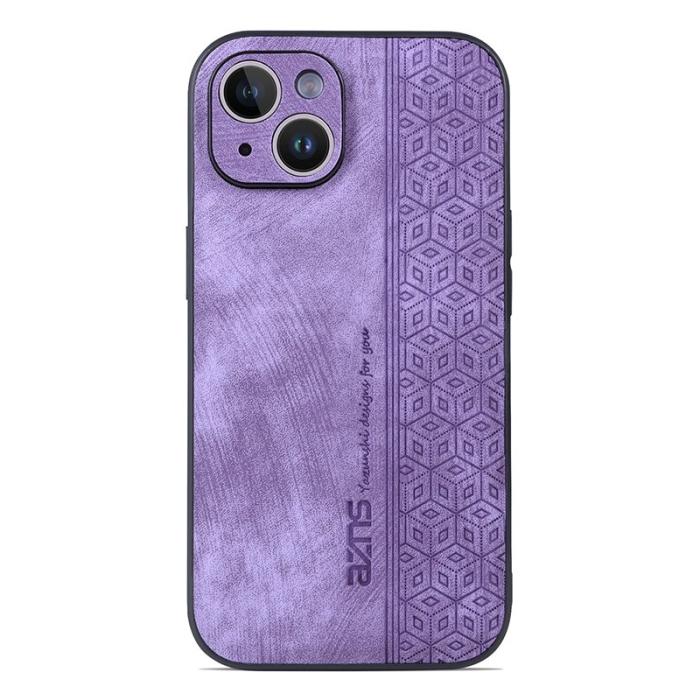 AZNS - AZNS iPhone 15 Fodral Imprinted Mönster KonstLäder - Lila