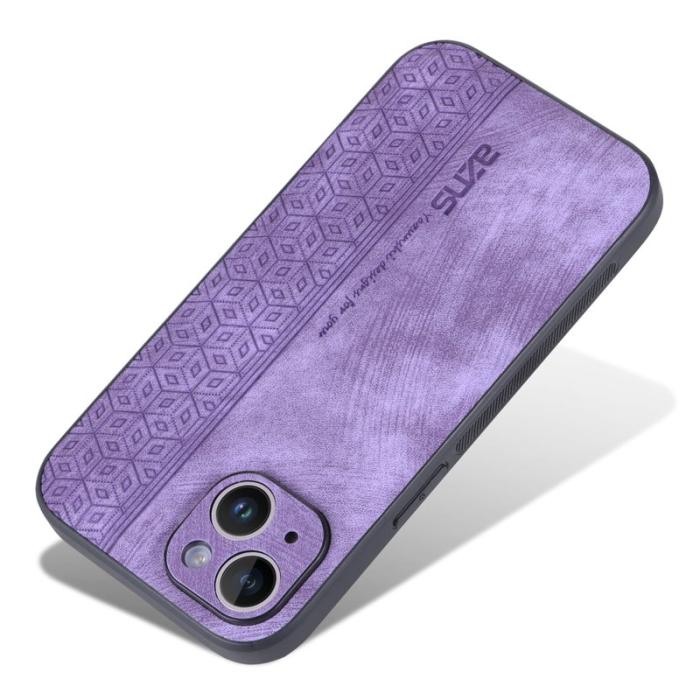 AZNS - AZNS iPhone 15 Fodral Imprinted Mönster KonstLäder - Lila
