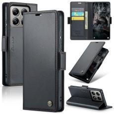 Caseme - CASEME Xiaomi 14T Pl&aring;nboksfodral Konstl&auml;der RFID-Skydd 3 Kortfack Svart