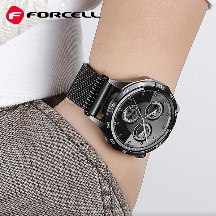 Forcell - Forcell Galaxy Watch 20mm Armband Magnetic Steel - Svart