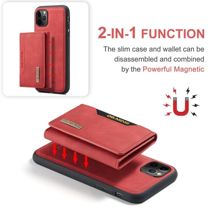 DG.MING - DG.MING 2-in-1 Konstläder Plånboksfodral i Röd för iPhone 11 Pro Max