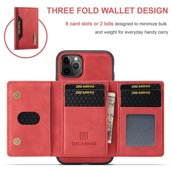 DG.MING - DG.MING 2-in-1 Konstläder Plånboksfodral i Röd för iPhone 11 Pro Max