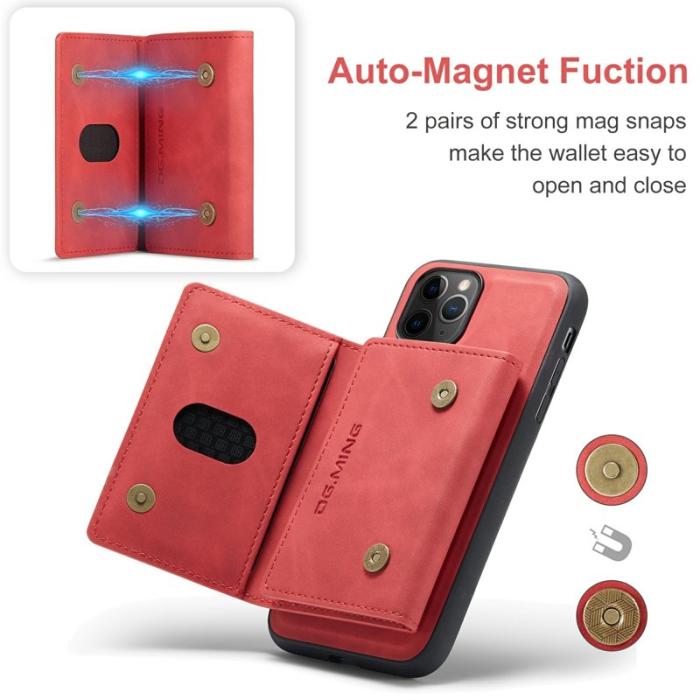 DG.MING - DG.MING 2-in-1 Konstläder Plånboksfodral i Röd för iPhone 11 Pro Max