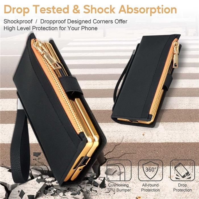 A-One Brand - Galaxy Z Fold 4 Plånboksfodral RFID Zipper - Brun