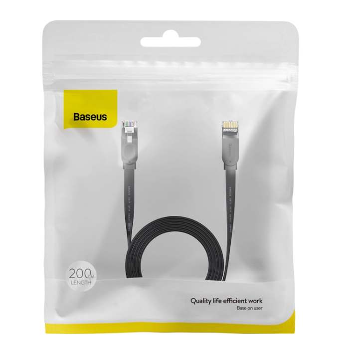 BASEUS - Baseus Nätverk Kabel RJ45 2m 1000Mbps Flat - Svart