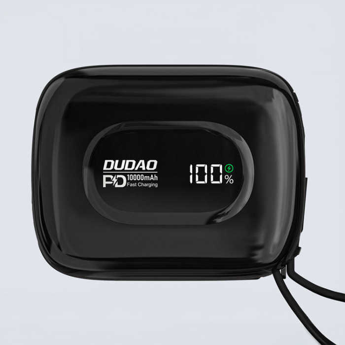 Dudao - Dudao Powerbank 10000mAh 22.5W med Inbyggda USB-C,Lightning Kablar K32
