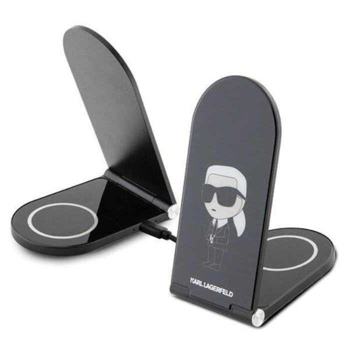 KARL LAGERFELD - Karl Lagefeld 2-in-1 Trådlös Laddare Magsafe Induktionsladdare Ikonic - Svart