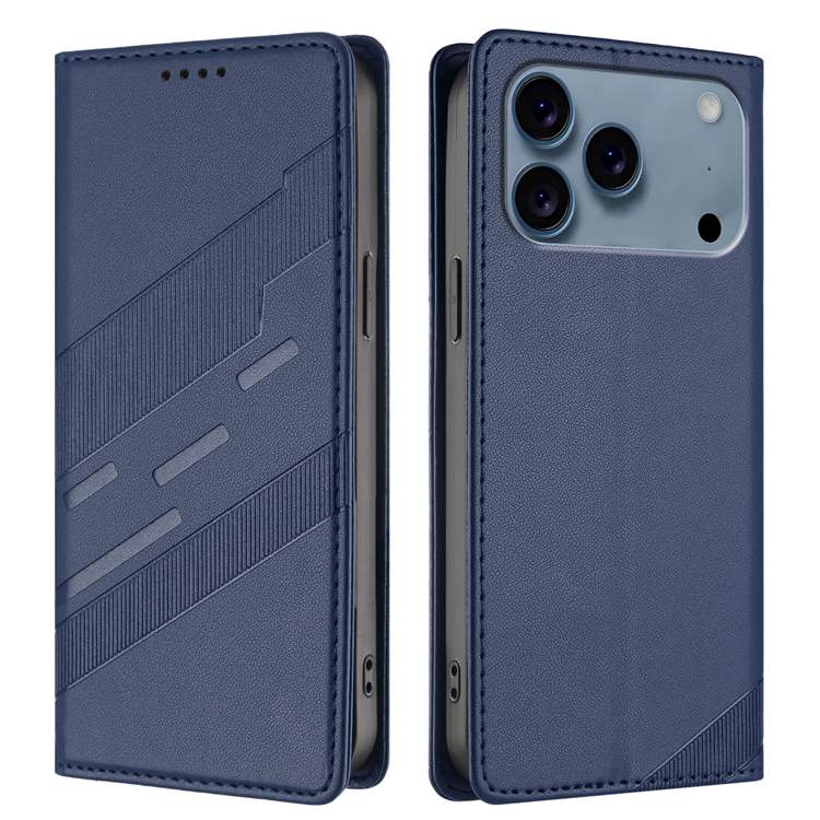 iPhone 17 Pro Plånboksfodral Punk Style Imprinted - Mörkblå | 2353 | AlltMobil