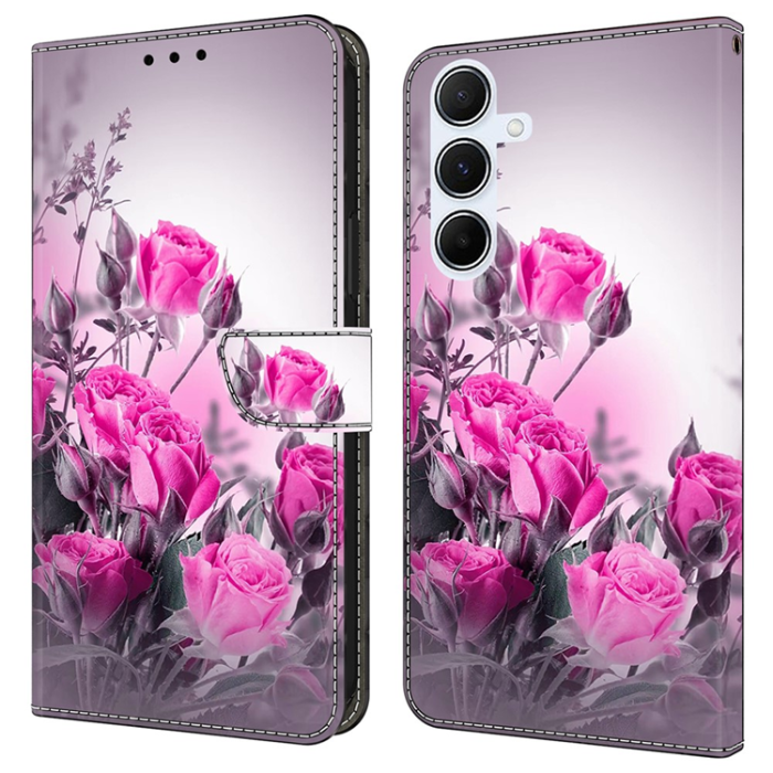 A-One Brand - Galaxy A17 5G Plånboksfodral Pattern Printing - Lila Flowers