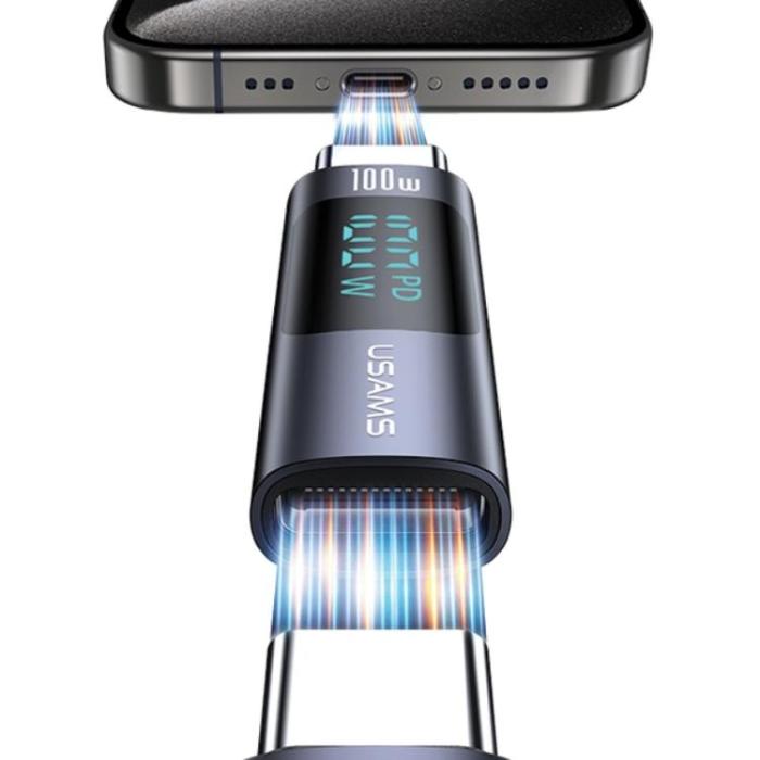 USAMS - USAMS USB-C till USB-C Adapter 100W med Display - Stål