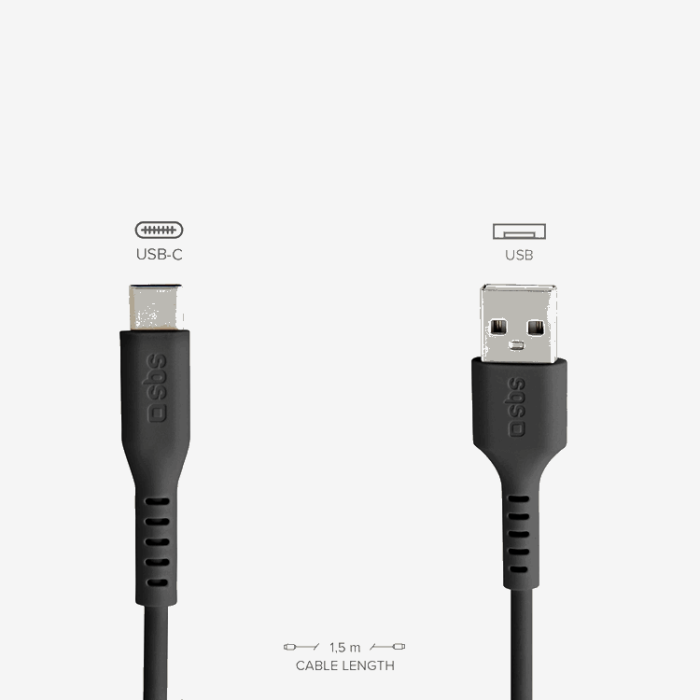 SBS - SBS USB-A - USB-C Kabel 1.5m - Svart