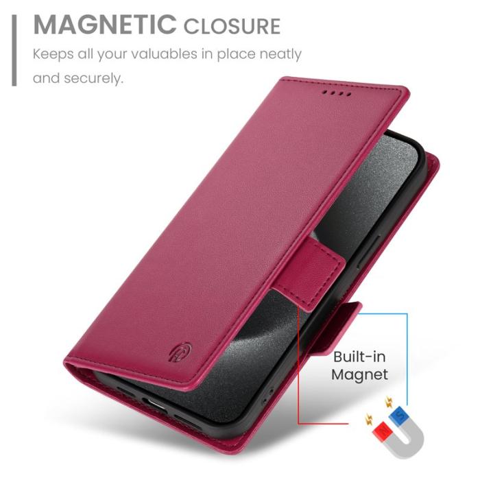 OEM - Samsung Galaxy S26 Fodral PU Läder Plånboksfodral - Vinröd