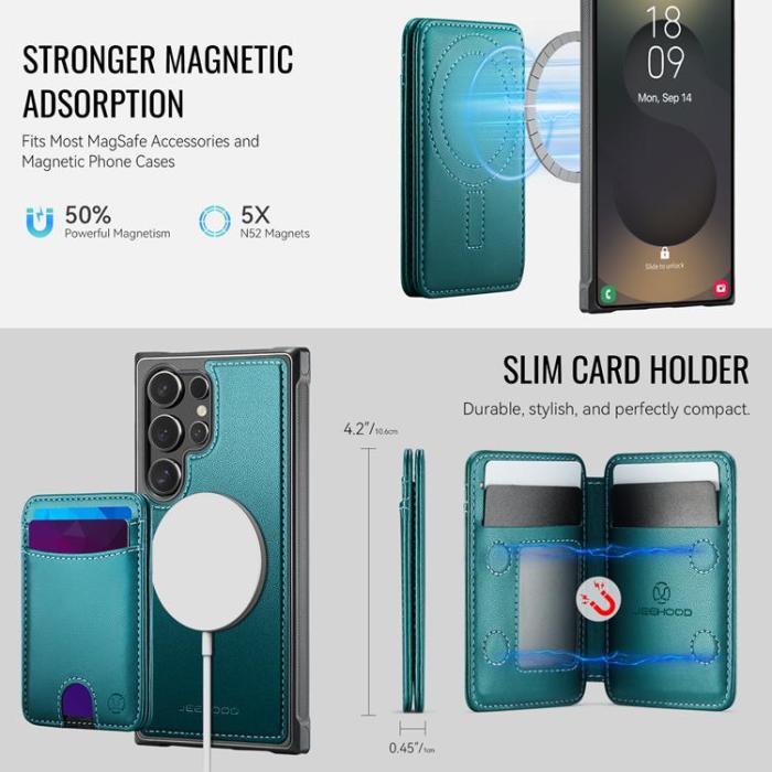 OEM - JEEHOOD Samsung Galaxy S24 Ultra Fodral KonstLäder - Blå