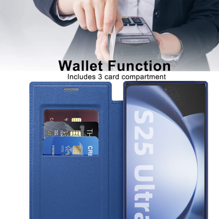 A-One Brand - Galaxy S25 Ultra Plånboksfodral MagSafe RFID Blocking - Safir