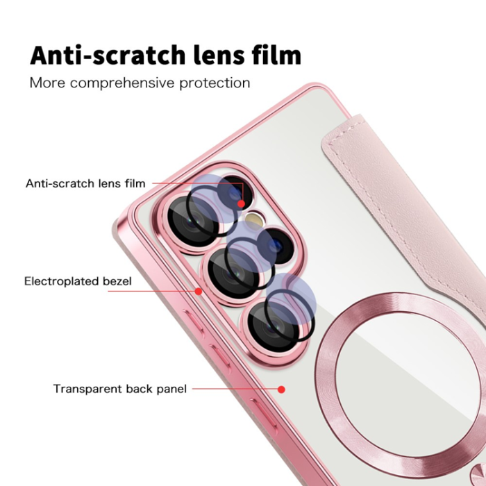 A-One Brand - Galaxy S25 Ultra Plånboksfodral MagSafe RFID Blocking - Rosa