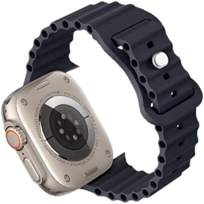 A-One Brand - Apple Watch 4/5/6/7/8/SE/Ultra (49/45/44/42mm) Silikon Ocean Band - Svart