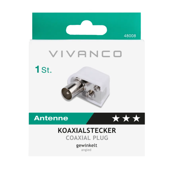 UTGATT1 - Vivanco Antenn Adapter Hane 90 - vit