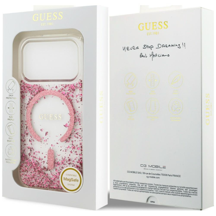 Guess - Guess Mobilskal För iPhone 18 Pro/17 Pro Magsafe Resin Bottom Glitter