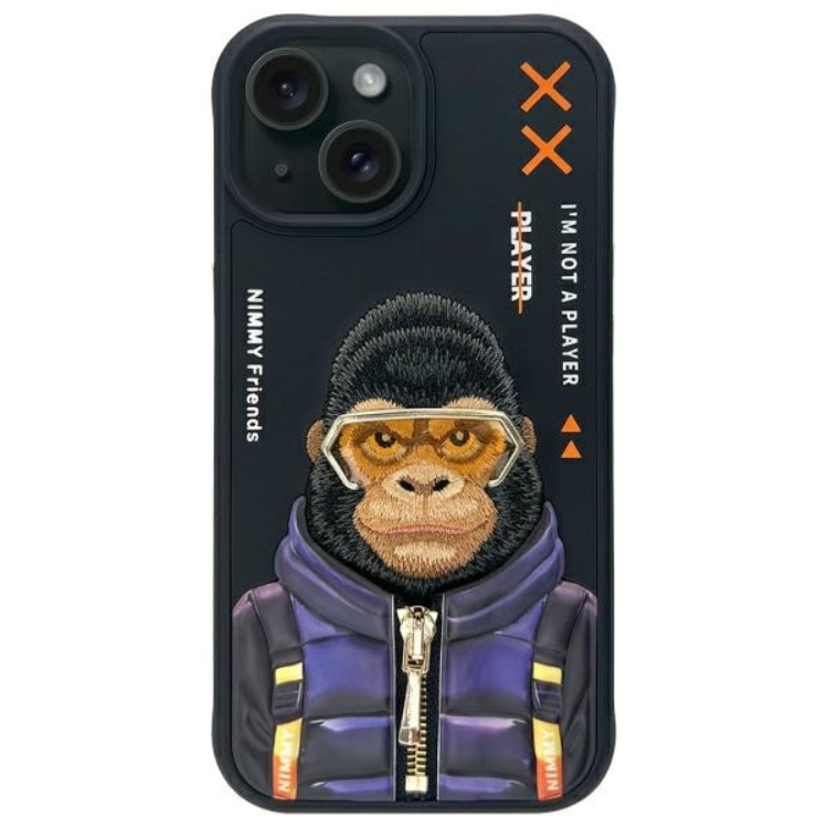 Nimmy iPhone 15 Mobilskal Cool & Cute 2.0 Monkey - Svart | 2353 | AlltMobil