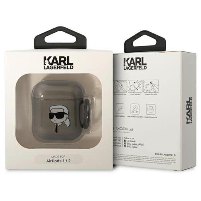 KARL LAGERFELD - KARL LAGERFELD AirPods 1/2 Skal Karl`s Head - Svart
