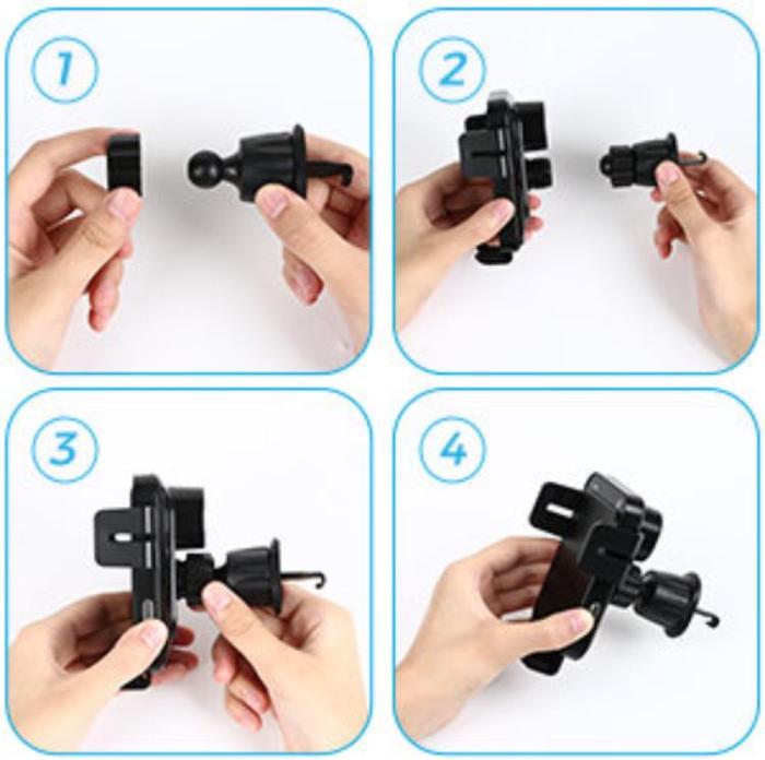 Joyroom - Joyroom Bilhållare Instrumentbräda Och Luftventil Qi Trådlös Laddare 15W - Svart