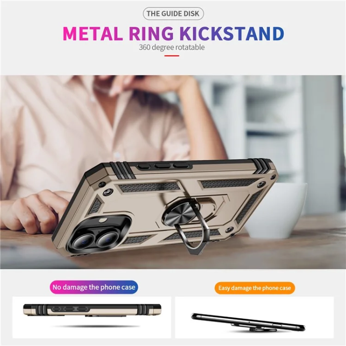 A-One Brand - iPhone 16 Plus Mobilskal med Kickstand - Guld