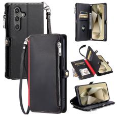 OEM - Samsung Galaxy S26 Plus Pl&aring;nboksfodral TPU + Konstl&auml;der - Svart