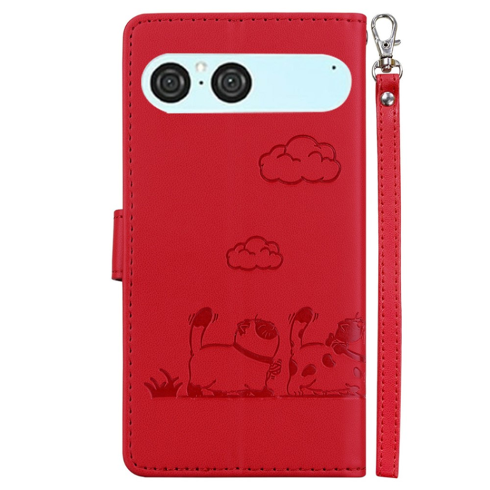 A-One Brand - Sony Xperia 10 VII Plånboksfodral RFID Kitten Pattern - Röd
