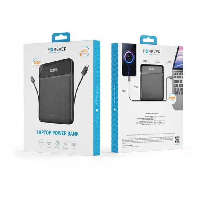 Forever - Forever Powerbank 20000 mAh för Laptop 100W - Svart