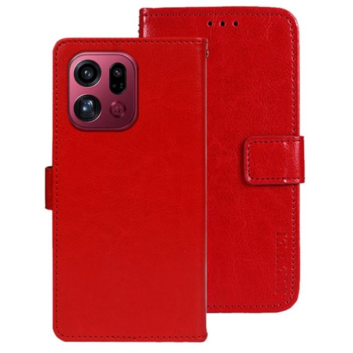 IDEWEI - IDEWEI Oppo Find X9 Pro Plånboksfodral Textur Konstläder - Röd