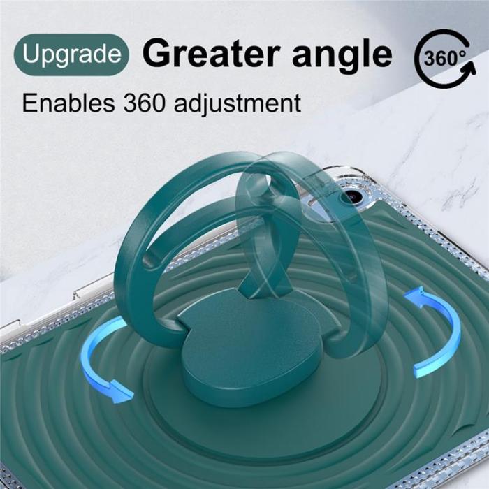 A-One Brand - iPad (2025) / 10.9 (2022) Skal Kickstand Wave Pattern - Svartgrön