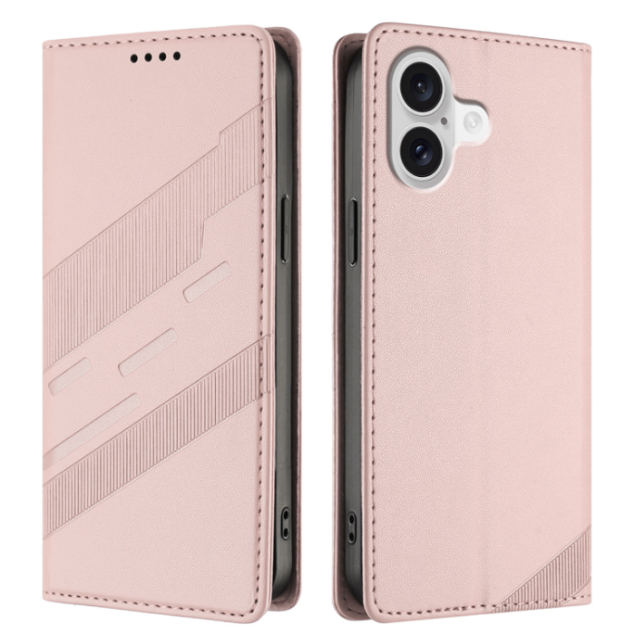 A-One Brand - iPhone 17 Plånboksfodral Punk Style Imprinted - Rosa