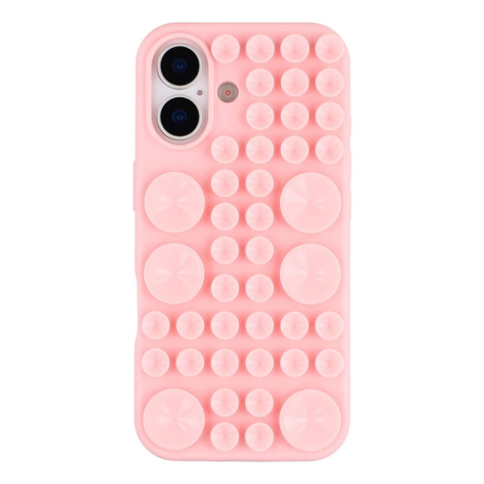 A-One Brand - Mobilskal till iPhone 17 Sugkopp Silikon med Tygfoder - Rosa