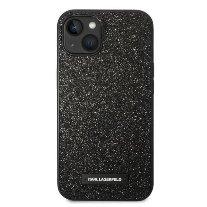 KARL LAGERFELD - Karl Lagerfeld iPhone 14 Plus Skal Glitter Plaque Logo - Svart