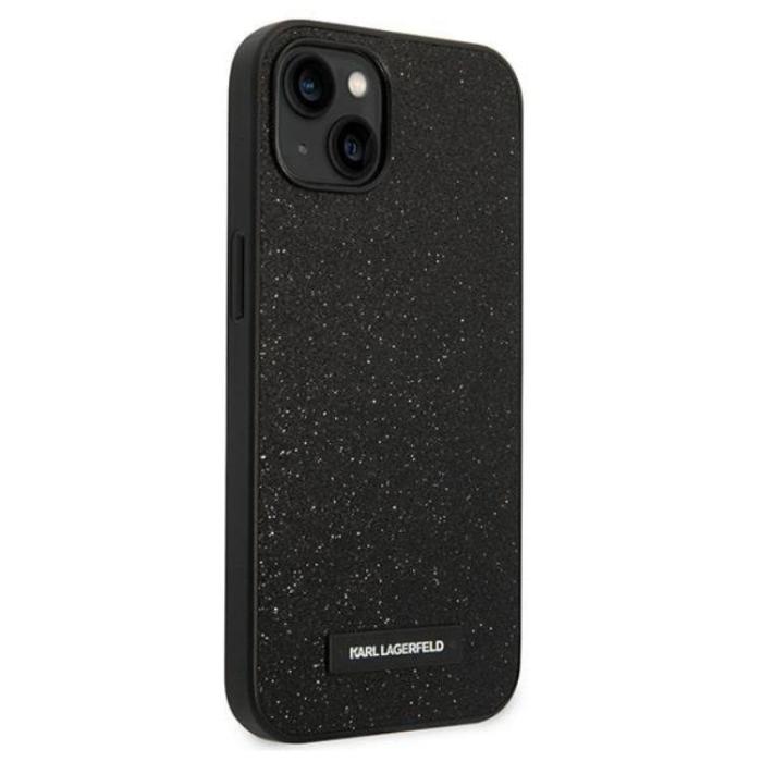 KARL LAGERFELD - Karl Lagerfeld iPhone 14 Plus Skal Glitter Plaque Logo - Svart