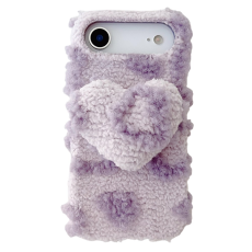 A-One Brand - iPhone Air Mobilskal 3D Heart Plush TPU Winter Warm Soft - Lila